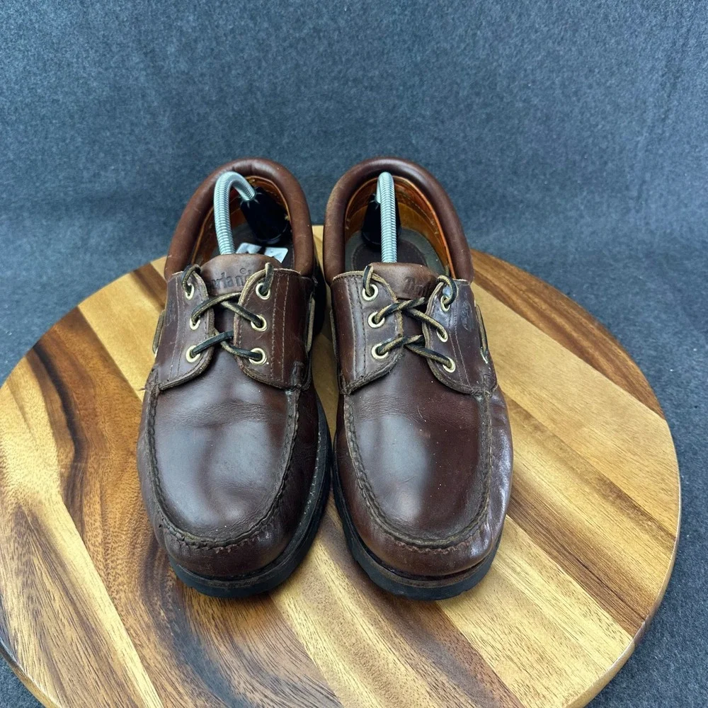 Timberland Men's Burgundy Leather 3 Eyelet Boat Shoe Lug Soles Size 10M 32026